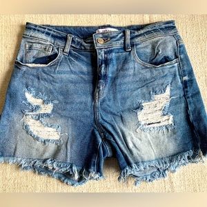 Zenana high waisted distressed jean shorts size Large